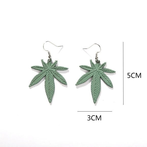 420 Leaf Dangle Earrings - Picture 3 of 4
